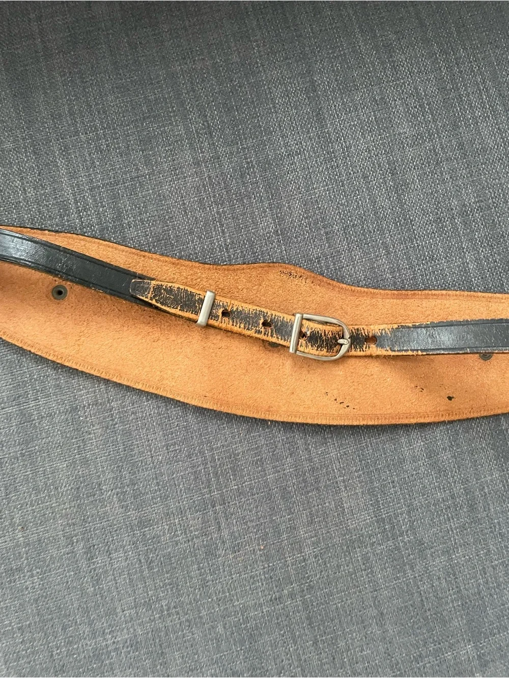 Vintage black leather with metal charms